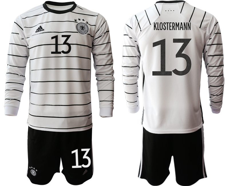 Men 2021 European Cup Germany home white Long sleeve #13 Soccer Jersey1->germany jersey->Soccer Country Jersey